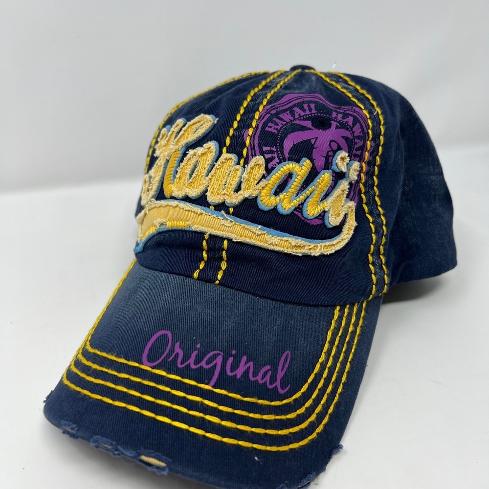 Robin Ruth Hawaii Hat Vintage Faded Distressed Embroidered Spellout Adjustable - Picture 3 of 8